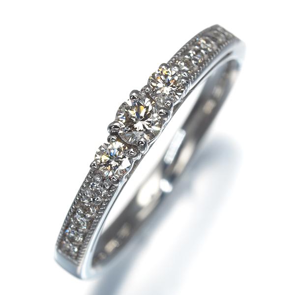 ライトブラウン ダイヤ ダイヤモンド 0.30ct ミルグレイン リング 