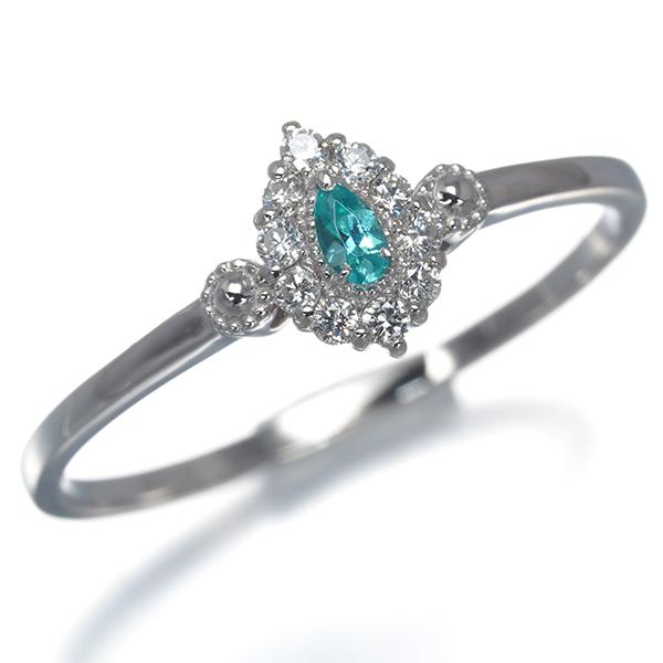 パライバトルマリン 0.04ct ダイヤ ダイヤモンド 0.10ct リング Pt900 