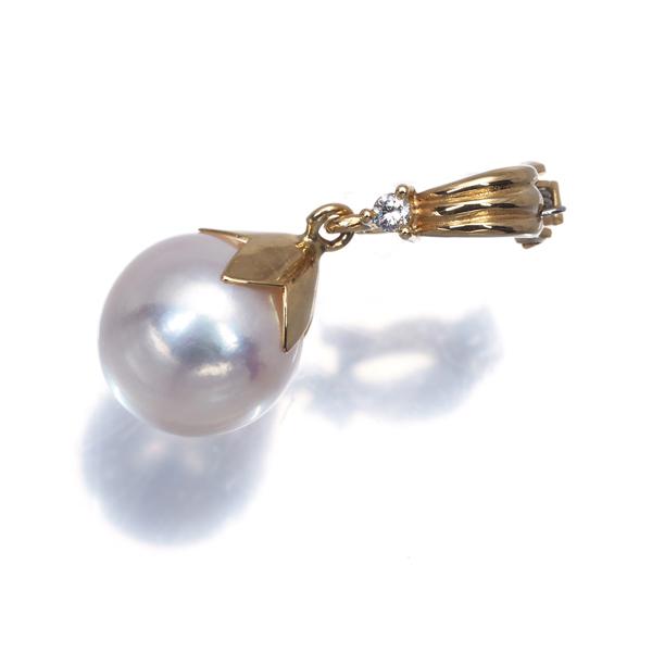 TASAKI タサキ ペンダントトップ パール 真珠 8.2mm ダイヤ ダイヤモンド 0.01ct 一粒 K18YG BLJ