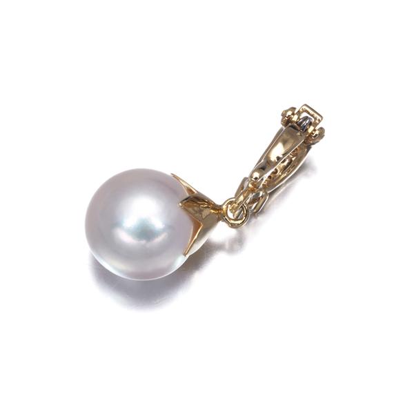 TASAKI タサキ ペンダントトップ パール 真珠 8.2mm ダイヤ ダイヤモンド 0.01ct 一粒 K18YG BLJ