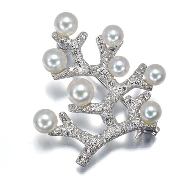 MIKIMOTO（ミキモト） ブローチ パール 真珠 3.7-4.8mm ダイヤ