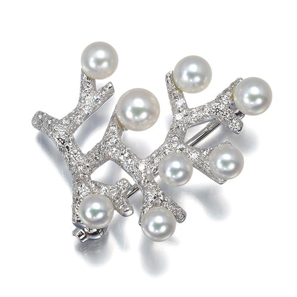 MIKIMOTO（ミキモト） ブローチ パール 真珠 3.7-4.8mm ダイヤ