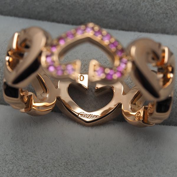 Cartier（カルティエ） リング ピンクサファイア Cハート 52号 K18PG