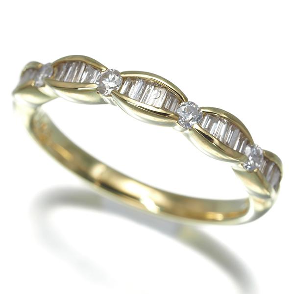 ダイヤ ダイヤモンド 0.43ct 2種カット リング K18YG 指輪 GENJ