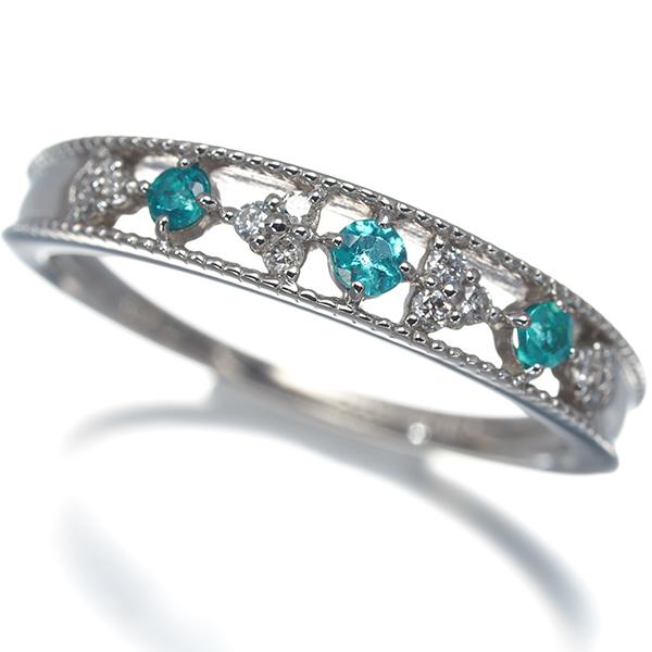 パライバトルマリン 0.07ct ダイヤ ダイヤモンド 0.10ct ミルグレイン 