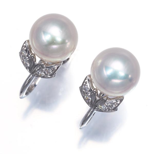 【超美品】ミキモトパールイヤリング8.4mm7号pt950 MIKIMOTO（ミキモト） イヤリング パール 真珠 8.4mm ダイヤ