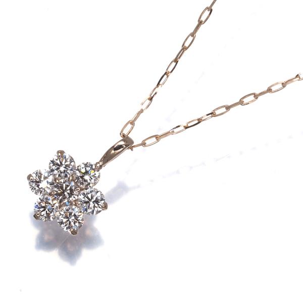 ダイヤ ダイヤモンド 0.30ct フラワー ネックレス K18PG 鑑別書GENJ_5