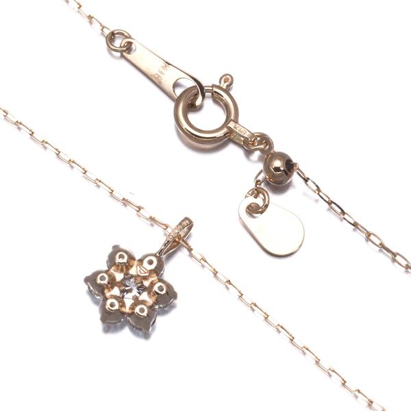 ダイヤ ダイヤモンド 0.30ct フラワー ネックレス K18PG 鑑別書GENJ_2