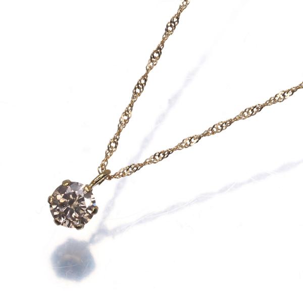 ブラウン ダイヤ ダイヤモンド 0.15ct 一粒 ネックレス K18YG GENJ_4