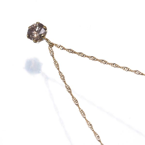 ブラウン ダイヤ ダイヤモンド 0.15ct 一粒 ネックレス K18YG GENJ_1