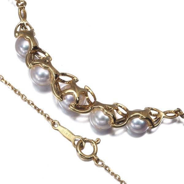 MIKIMOTO（ミキモト） ネックレス パール 真珠 5.5-6.2mm リーフ K18YG