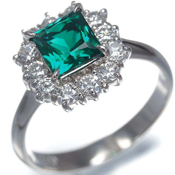 クレサンベール リング 再結晶エメラルド 0.72ct ダイヤ ダイヤモンド 0.55ct 10号 Pt900 指輪 BLJ/GENJ | KYOCERA | 01