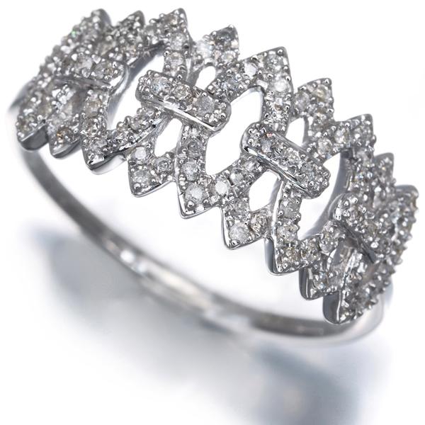 ダイヤ ダイヤモンド 0.23ct 透かし リング K18WG 指輪 GENJ