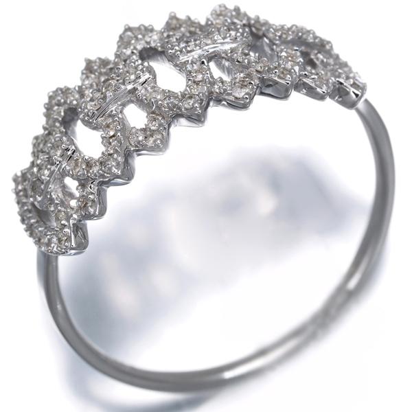 ダイヤ ダイヤモンド 0.23ct 透かし リング K18WG 指輪 GENJ