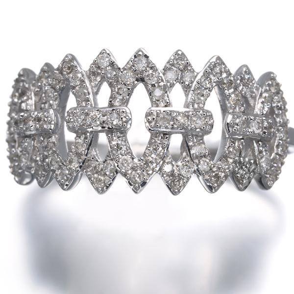 ダイヤ ダイヤモンド 0.23ct 透かし リング K18WG 指輪 GENJ