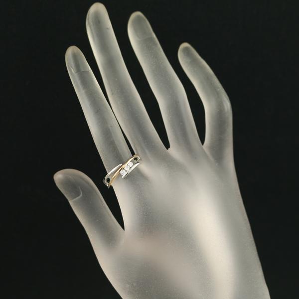 ダイヤ ダイヤモンド 0.15ct 3ロウ コンビカラー リング K18PG/Pt900 