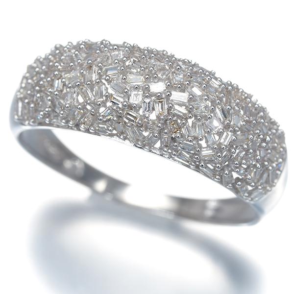 ダイヤ ダイヤモンド 0.50ct テーパーバゲットカット パヴェ リング 