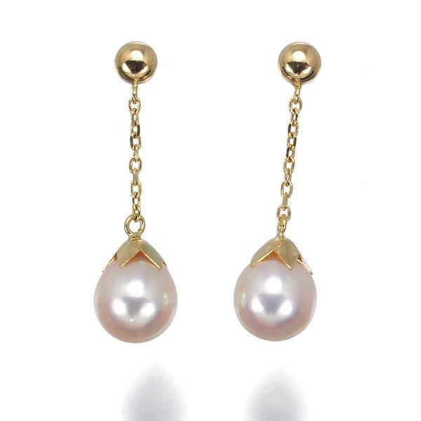 TASAKI 真珠 スタッドピアス TASAKI（タサキ） ピアス パール 真珠 7.8mm リーフ 揺れる K18YG BLJ