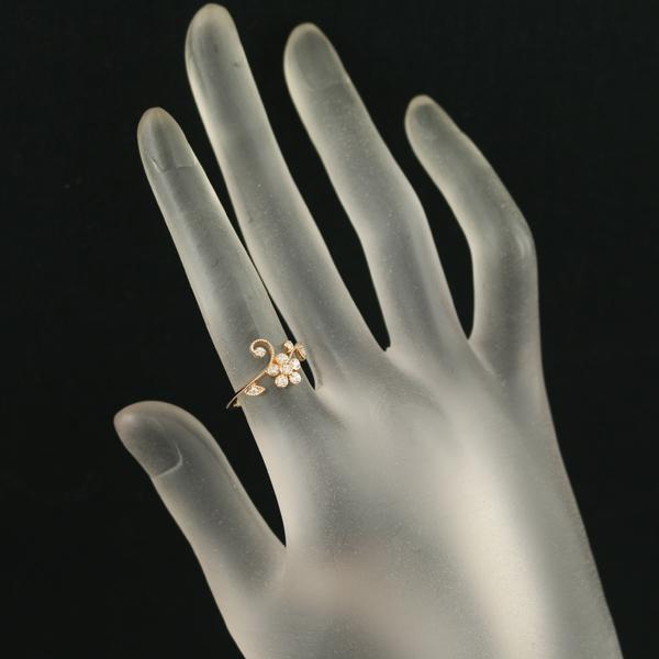 ダイヤ ダイヤモンド 0.12ct フラワー ミルグレイン リング K18PG 指輪 