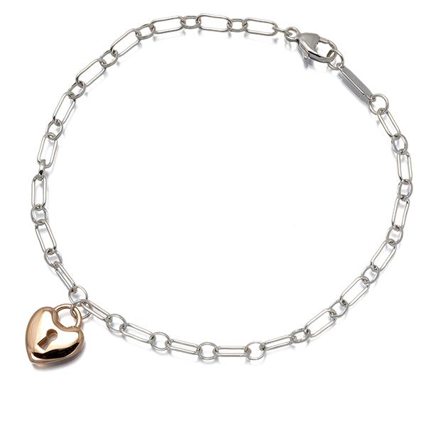 ☆Tiffany & Co. ハートロック　ブレスレット　925 K18 TIFFANY&Co.（ティファニー） ブレスレット ハートロック シルバー 925