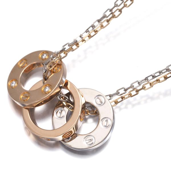 カルティエ ラブ ネックレス ダイヤ ダイヤモンド スリーフープ K18YG/WG/PG BLJ | Cartier | 02