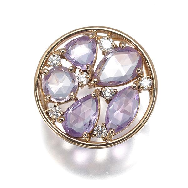 アメジスト 2.40ct ダイヤ ダイヤモンド 0.18ct ローズカット ペンダントトップ K18PG GENJ_4