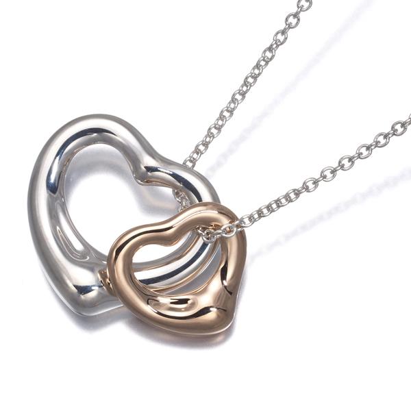 TIFFANY&Co.（ティファニー） ネックレス オープンハート コンビカラー