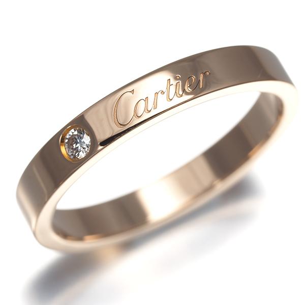 カルティエ リング ダイヤ ダイヤモンド Cドゥ ウェディング エングレーブド 1P 55号 K18PG 保証書 指輪 BLJ | Cartier | 01