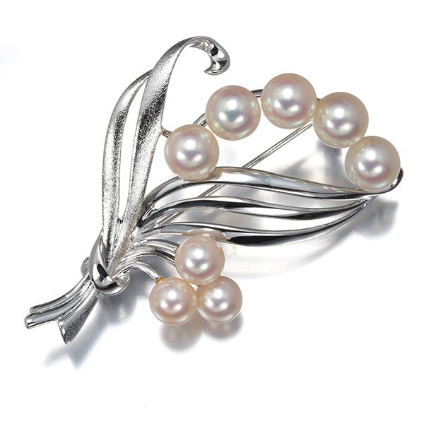 MIKIMOTO 真珠 ブローチ 4.75 - 6.75 mm MIKIMOTO（ミキモト） ブローチ パール 真珠 5.5-6.4mm 艶消し ブーケ