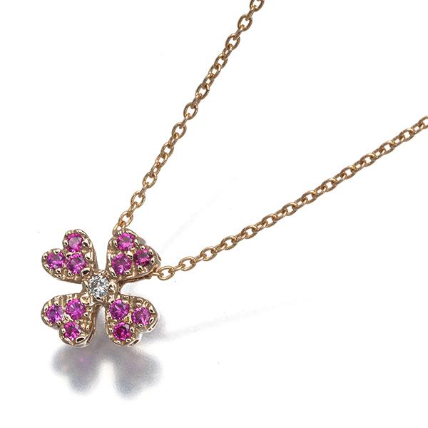 スタージュエリー ネックレス ルビー ダイヤ ダイヤモンド 0.02ct ハート フラワー ミルグレイン K18PG BLJ/GENJ | STAR JEWELRY | 04