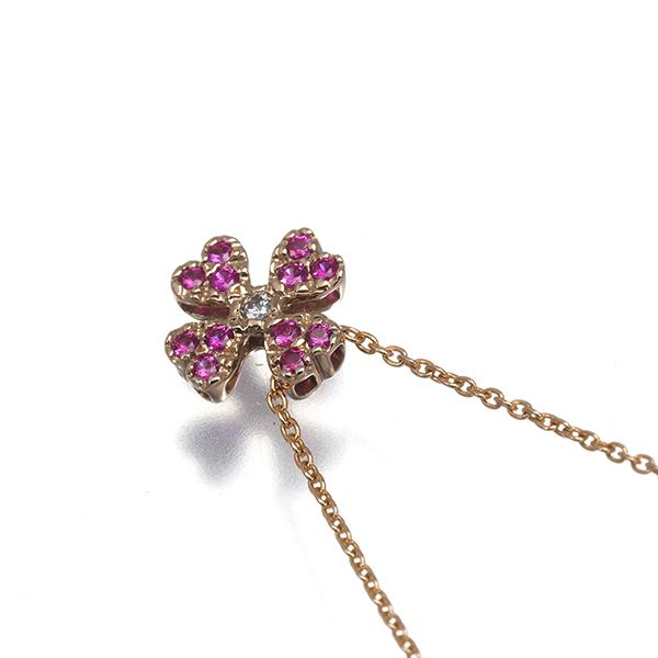 スタージュエリー ネックレス ルビー ダイヤ ダイヤモンド 0.02ct ハート フラワー ミルグレイン K18PG BLJ/GENJ | STAR JEWELRY | 01