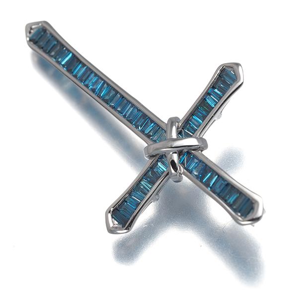 ブルーダイヤ ダイヤモンド 0.40ct クロス テーパーバゲットカット