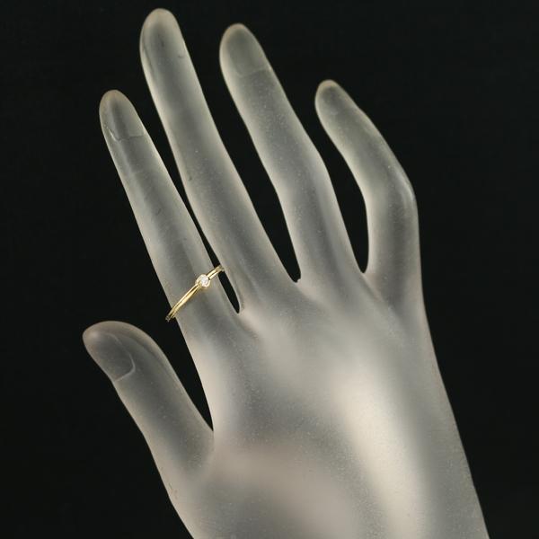 AHKAH（アーカー） リング ダイヤ ダイヤモンド 0.05ct 一粒 9号 K18YG 