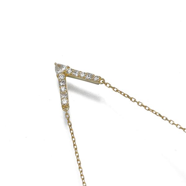 AHKAH アーカーネックレス Ｖダイヤモンド0.12ct k18YG AHKAH（アーカー） ネックレス ダイヤ ダイヤモンド 0.12ct Vチェーン