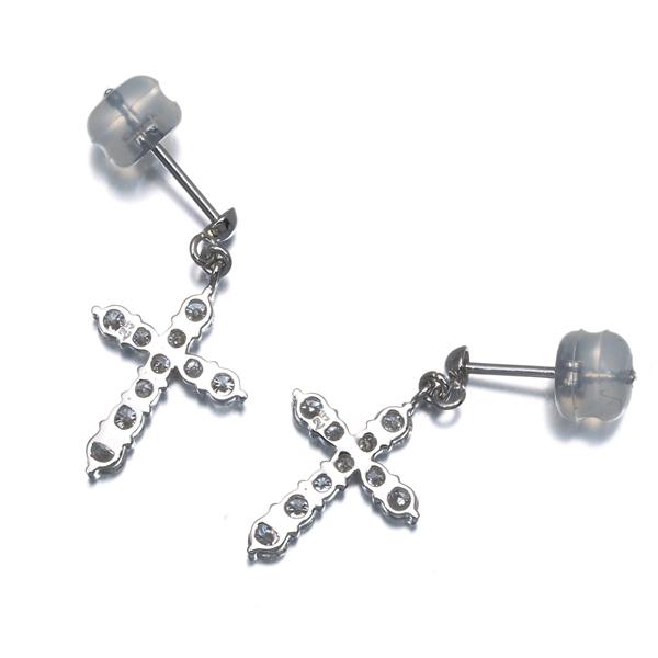 ダイヤ ダイヤモンド 0.25ct/0.25ct クロス ピアス Pt900 GENJ 