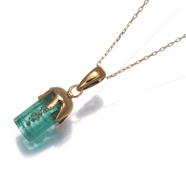 エメラルド 1.95ct 六角柱 原石 ネックレス K18YG GENJ : グリーバー