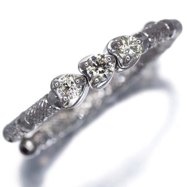 イエロー ダイヤ ダイヤモンド 0.10ct ハート フリーサイズ リング Pt950/ワイヤー 指輪 GENJ_1