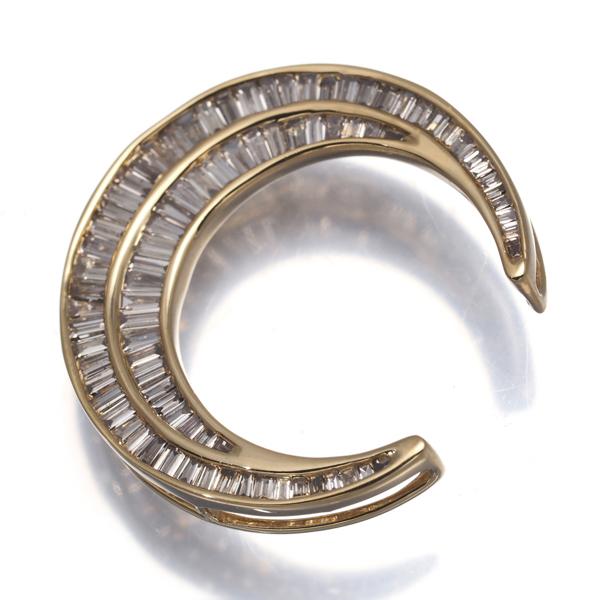 ブラウン ダイヤ ダイヤモンド 0.74ct ムーン テーパーバゲットカット 