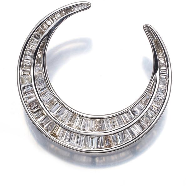 ダイヤ ダイヤモンド 0.72ct ムーン テーパーバゲットカット ペンダントトップ K18WG GENJ_4