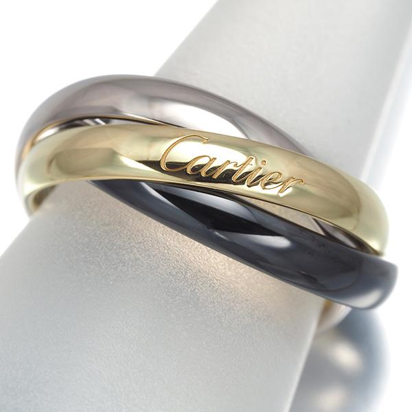 カルティエ トリニティ リング SM 49号 K18YG/WG/セラミック Cartier 