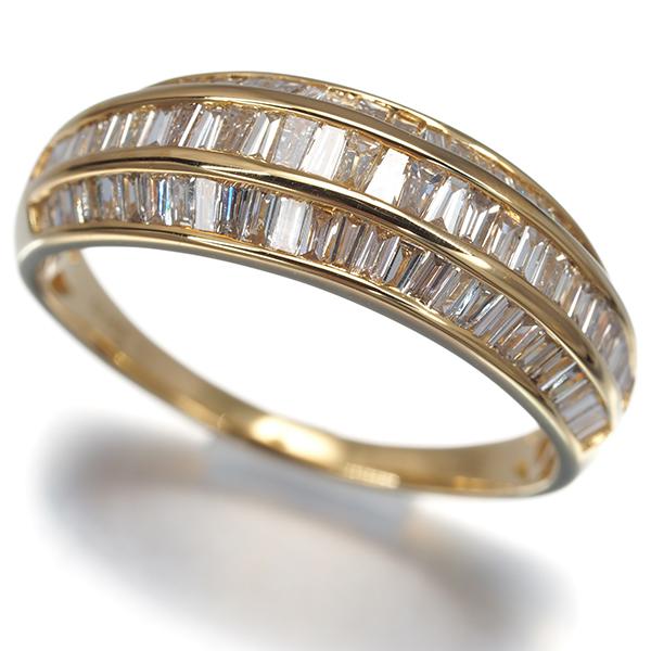ダイヤ ダイヤモンド 1.00ct テーパーバゲットカット リング K18YG