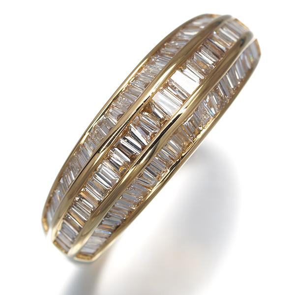 ダイヤ ダイヤモンド 1.00ct テーパーバゲットカット リング K18YG