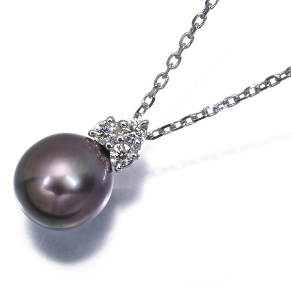 MIKIMOTO（ミキモト） ネックレス ブラック パール 真珠 8.7mm ダイヤ