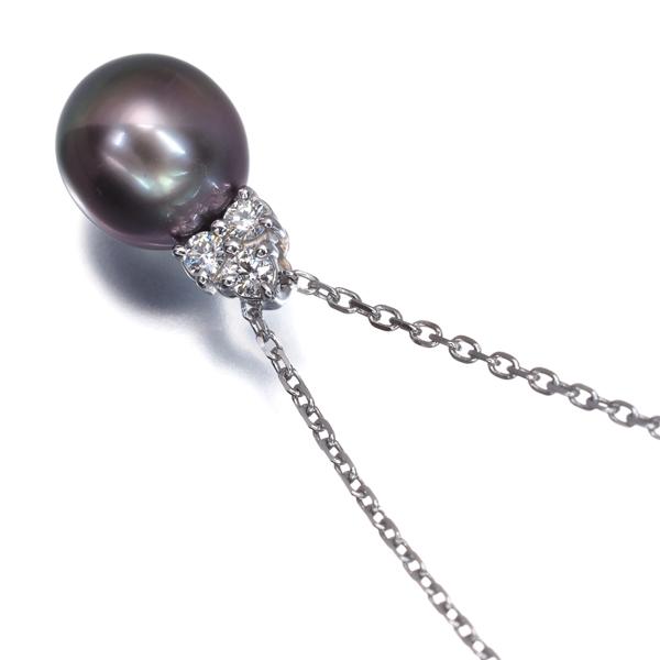 MIKIMOTO（ミキモト） ネックレス ブラック パール 真珠 8.7mm ダイヤ
