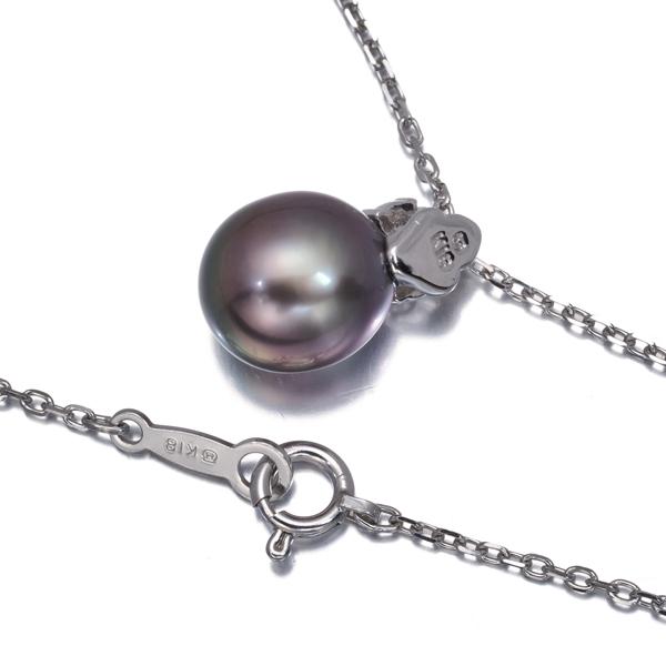 MIKIMOTO（ミキモト） ネックレス ブラック パール 真珠 8.7mm ダイヤ