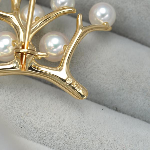 MIKIMOTO（ミキモト） ブローチ パール 真珠 4.0-5.0mm 幸福の木 K18YG