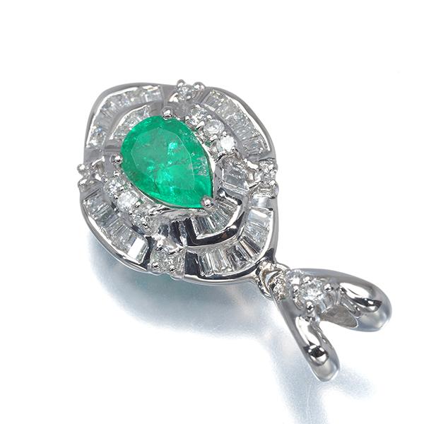 エメラルド 0.67ct ダイヤ ダイヤモンド 0.40ct/0.03ct ペンダントトップ Pt900 ソーティングGENJ |  | 01