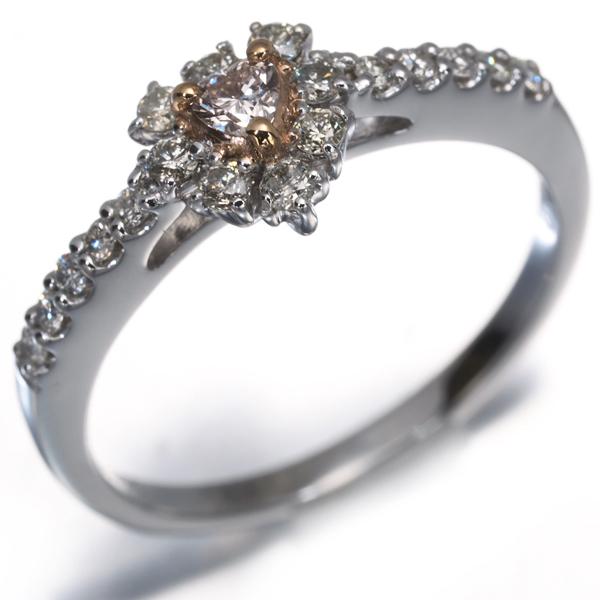ピンク＆クリア ダイヤ ダイヤモンド 0.076ct VS1/0.25ct ハート