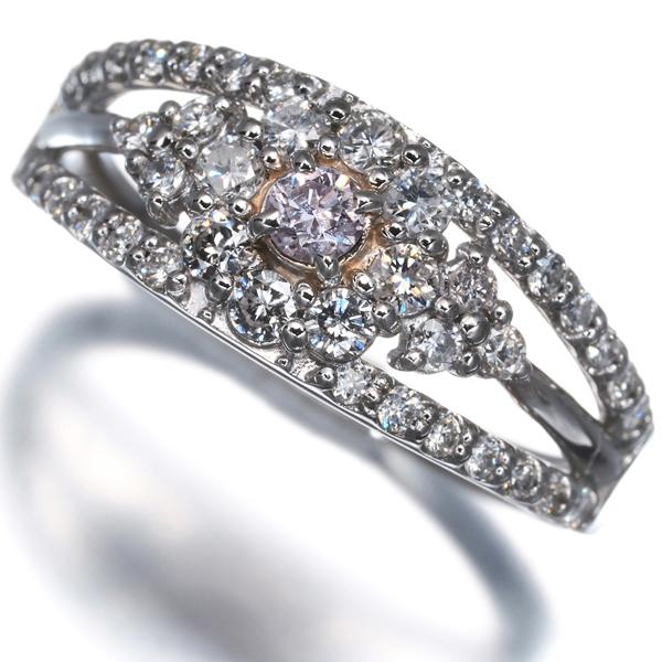 ピンク&クリア ダイヤ ダイヤモンド 0.079ct I1/0.56ct リング Pt950 