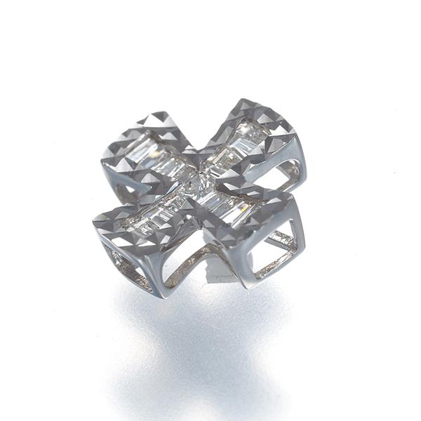 ダイヤ ダイヤモンド 0.20ct クロス 2種カット ペンダントトップ K18WG